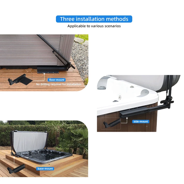 Universal Spa Cover Lifter: 3-Installation Versatility, Aluminum Durability & Effortless Air Spring Assist factory